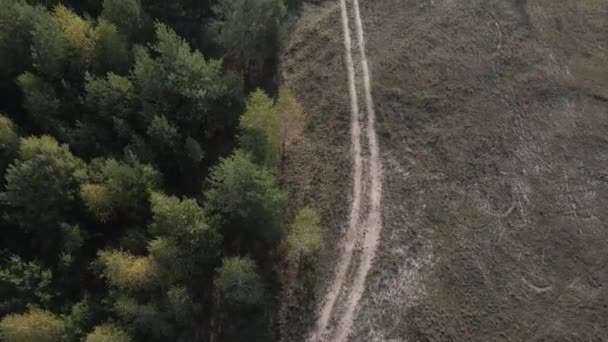 Weg Aardse Weg Buiten Stad Luchtzicht — Stockvideo