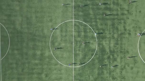 Voetbalveld Het Voetbalveld Waar Spelers Spelen Luchtzicht — Stockvideo