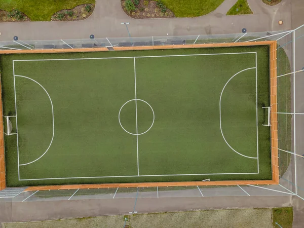 Football Field Empty Soccer Field Aerial View — Stock Photo, Image