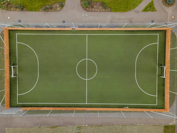 Football field. Empty soccer field. Aerial view.