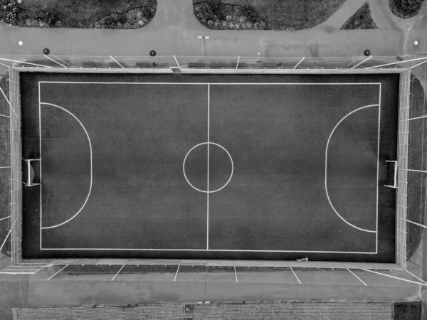 Γήπεδο Ποδοσφαίρου Άδειο Γήπεδο Ποδοσφαίρου Αεροφωτογραφία — Φωτογραφία Αρχείου