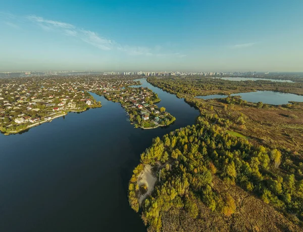 River. River and steppe. Ukraine. Aerial view.