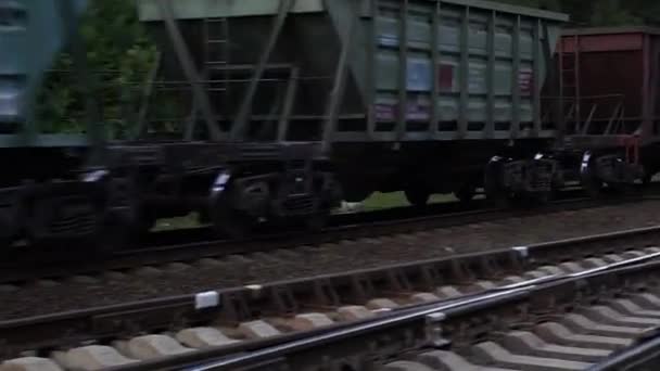 Railway Freight Train Passing Railroad — Stock Video