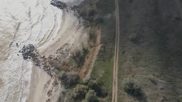 Aan Land Zee Zee Kust Luchtzicht — Stockvideo