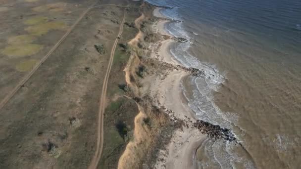 Costa Mar Mar Litoral Vista Aérea — Vídeo de Stock