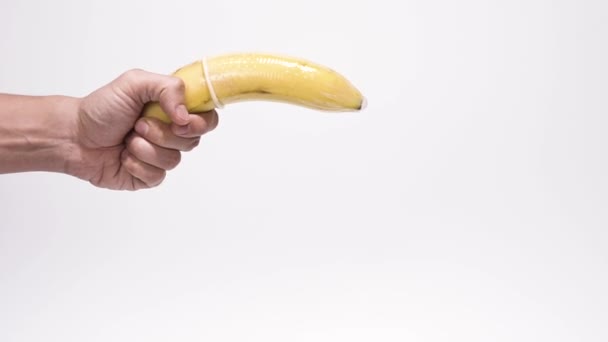 Condom Banana Wearing Rubber Condom — Stock Video