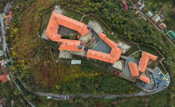 Castle. Palanok Castle. Mukachevo. Ukraine. Aerial view.