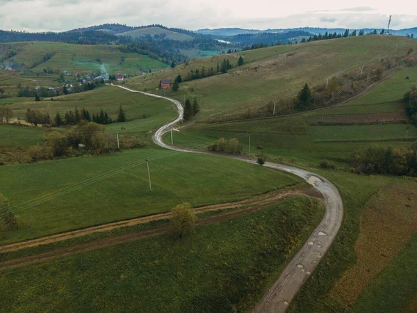 Road. Curved road. Aerial view.