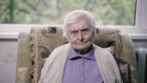 Nonna Ritratto Una Vecchia Nonna — Video Stock