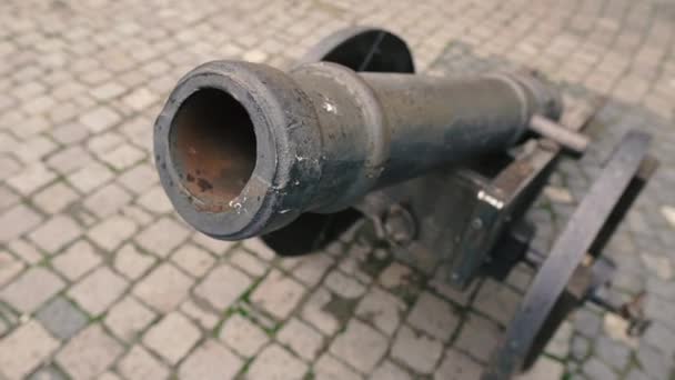 Una Pistola Antichi Cannoni Artiglieria Primo Piano — Video Stock