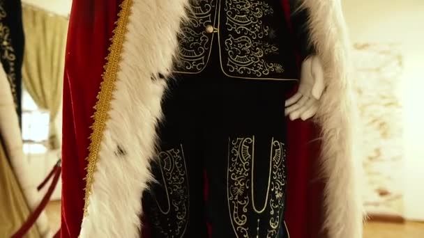 历史服装 一个穿着历史悠久的赫人服装的人体模特 乌克兰 — 图库视频影像