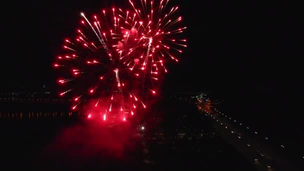 Fireworks Night Fireworks Aerial View — 图库视频影像