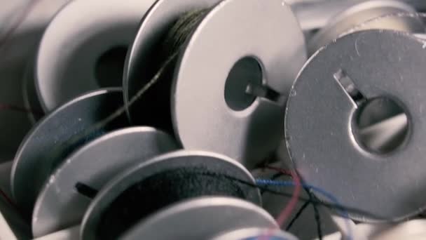 Sewing Sewing Machine Thread Spools — Stock Video