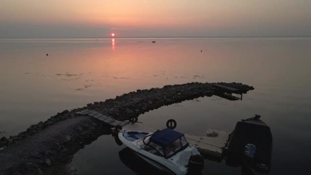 Ανατολή Ηλίου Ταμιευτήρας Θάλασσα Κιέβου Αεροφωτογραφία — Αρχείο Βίντεο