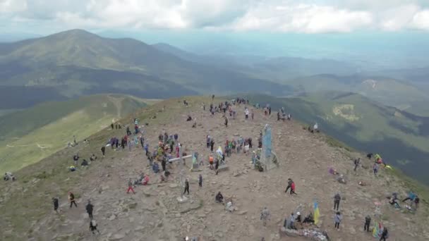 Montanha Monte Hoverla Escalada Vista Aérea — Vídeo de Stock