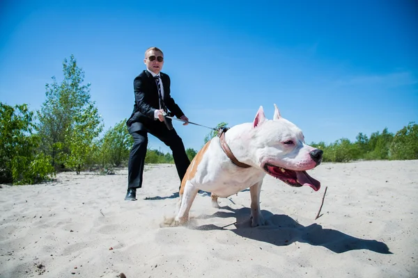 Guard and dog — Stock Photo, Image