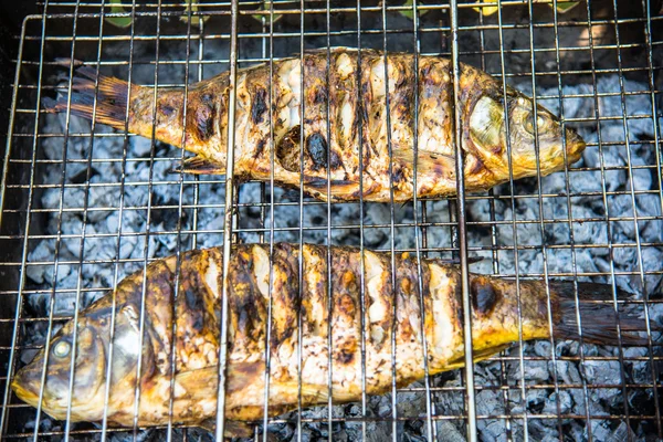 Vis voorbereiden op de grill — Stockfoto