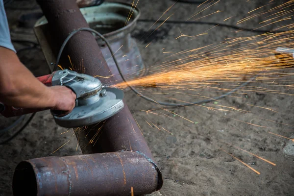 Locksmith's workshop. Angle grinder. — Stock Photo, Image