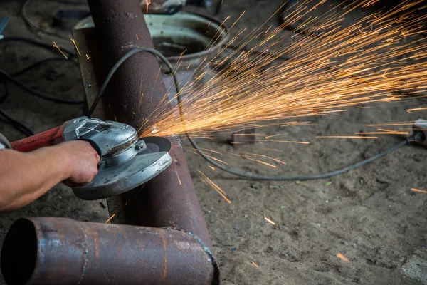 Locksmith's workshop. Angle grinder. — Stock Photo, Image