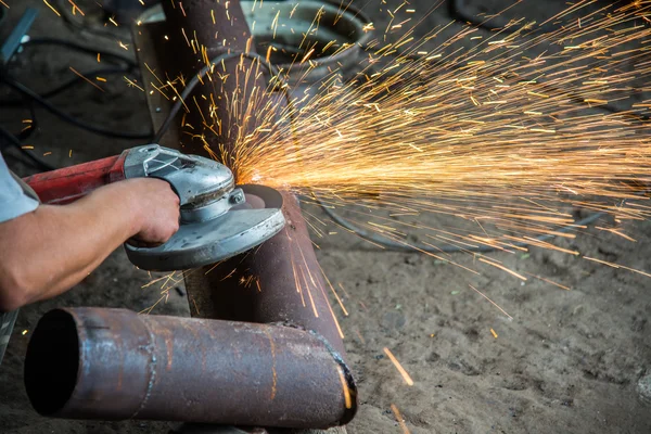 Locksmith's workshop. Angle grinder. — Stock Photo, Image