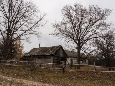 Eski ahşap ev. Ukrayna. Poles'e