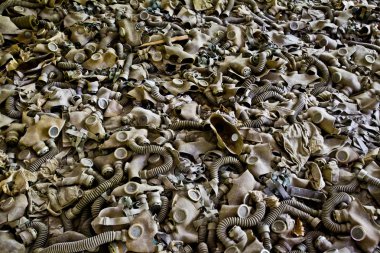 Dışlama bölgesi. Chernobyl. Pripyat. Ukrayna. Radyasyon maskede bir