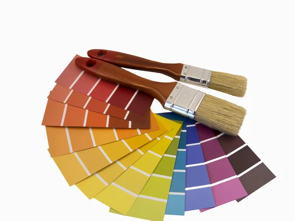 Boya Fırçası ve renk örnekleri — Stok fotoğraf
