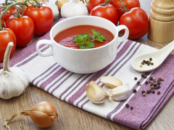 Summer gazpacho soup with vegetables — Stock Photo, Image