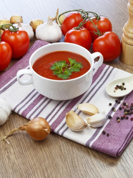 Summer gazpacho soup with vegetables — Stock Photo, Image