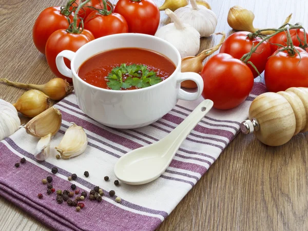 Summer gazpacho soup with vegetables — Stock Photo, Image