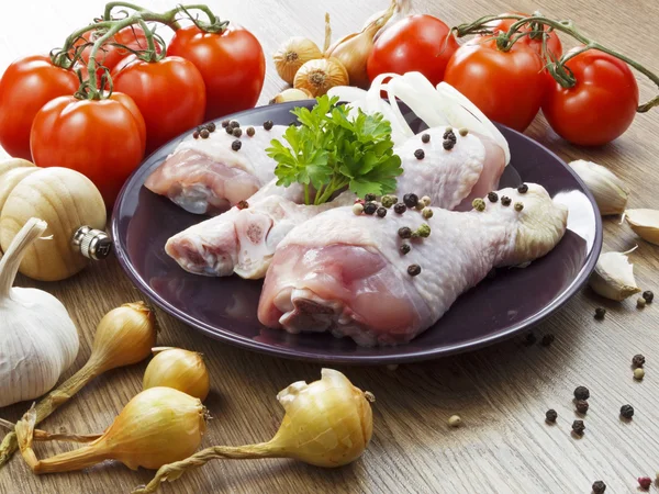 Baqueta de frango com legumes — Fotografia de Stock