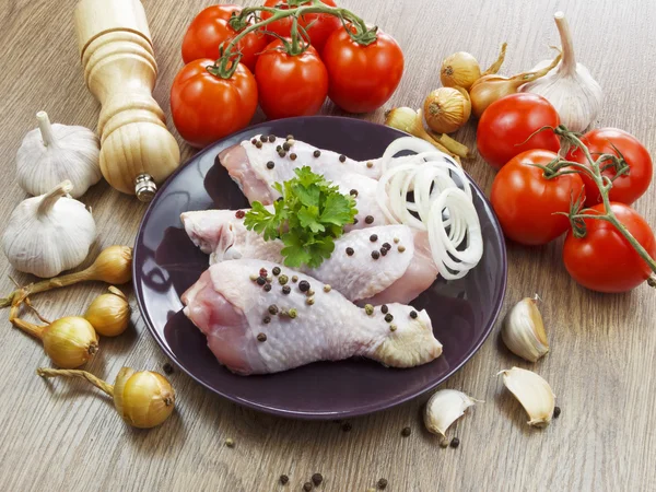 Baqueta de frango com legumes — Fotografia de Stock