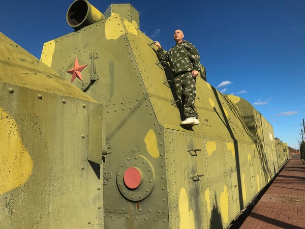 Private soldier on the armored train