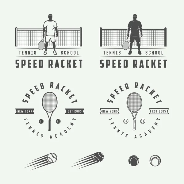 Set dari logo tenis vintage - Stok Vektor