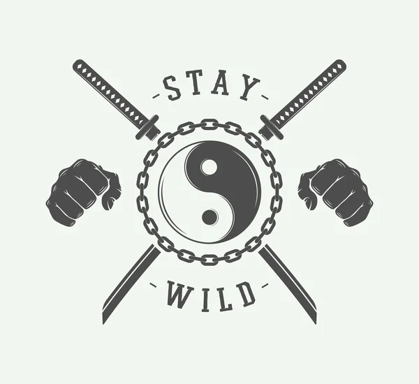 ヴィンテージとの戦いや武道のロゴ — ストックベクタ
