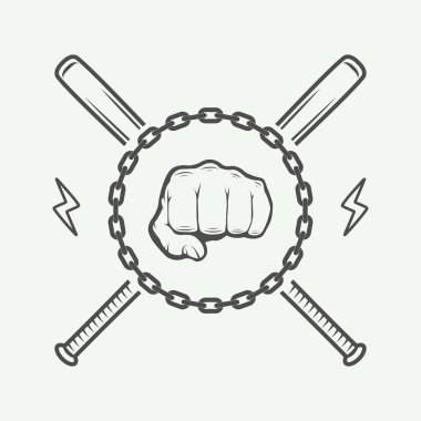 Vintage fighting or martial arts logo, emblem, badge, label and design elements.