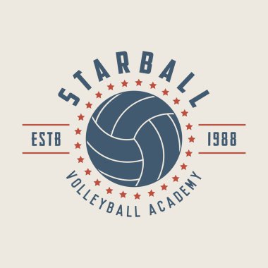 Vintage Voleybol etiket, amblem veya logo. Vektör çizim