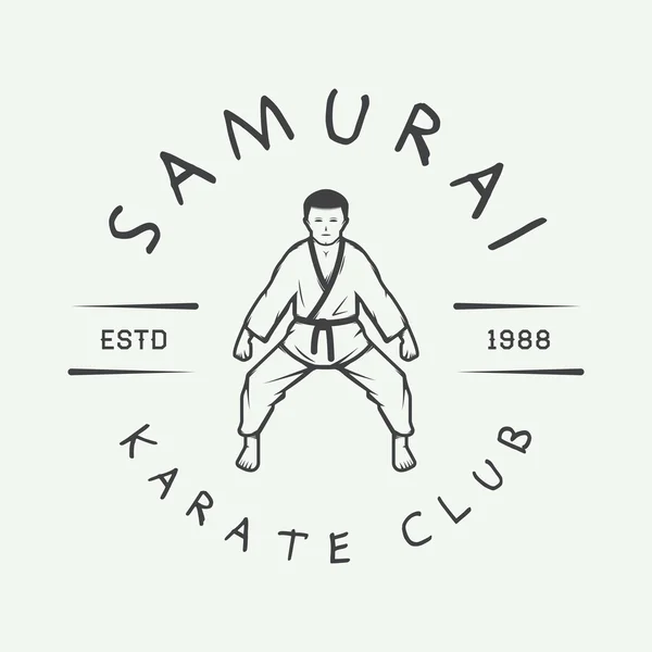 Vintage karate or martial arts logo, emblem, badge, label and design elements. Royalty Free Stock Illustrations
