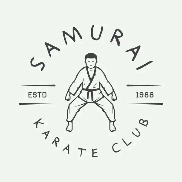 Vintage karate or martial arts logo, emblem, badge, label and design elements. — Stock Illustration Vintage karate or martial arts logo, emblem, badge, label and design elements. Royalty Free Stock Illustrations