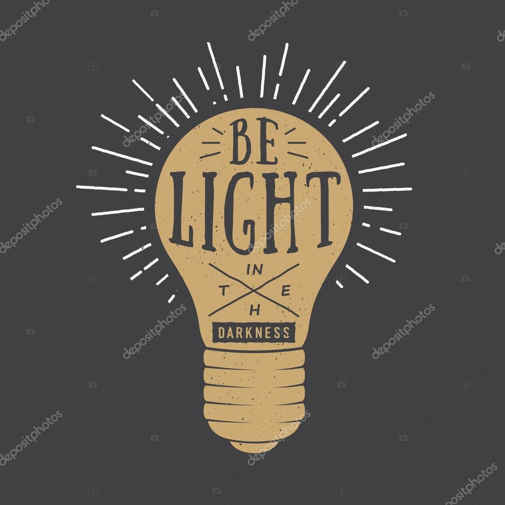 Vintage typography with lamp and motivation and inspiration. Can be used for logo, emblem, badge, label and watermark in retro style. Vector illustration