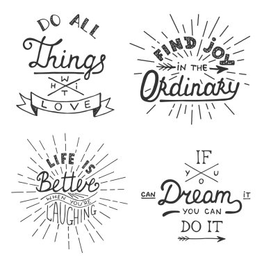 Tebrik kartları, baskılar için vektör ilham verici yazı seti