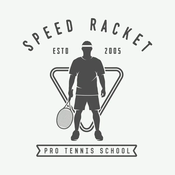 Logo de tenis vintage, insignia, emblema . — Archivo Imágenes Vectoriales