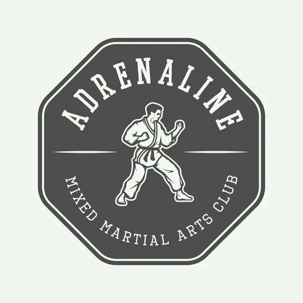 Vintage karate or martial arts logo, emblem, badge, label — Stock Illustration Vintage karate or martial arts logo, emblem, badge, label Royalty Free Stock Vectors