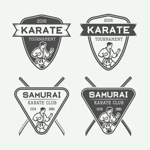 Set of vintage karate or martial arts logo, emblem, badge, label — Stock Illustration Set of vintage karate or martial arts logo, emblem, badge, label Stock Vector