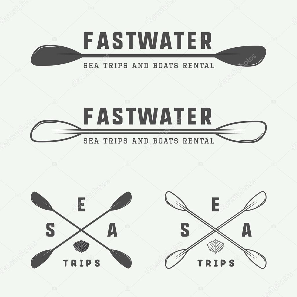 Set of vintage rafting logo, labels and badges. Vector illustration