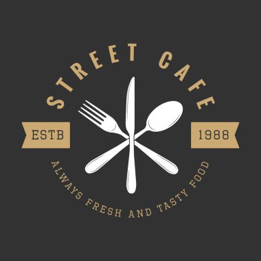 Vintage Restoran logosu, rozet veya amblem. 