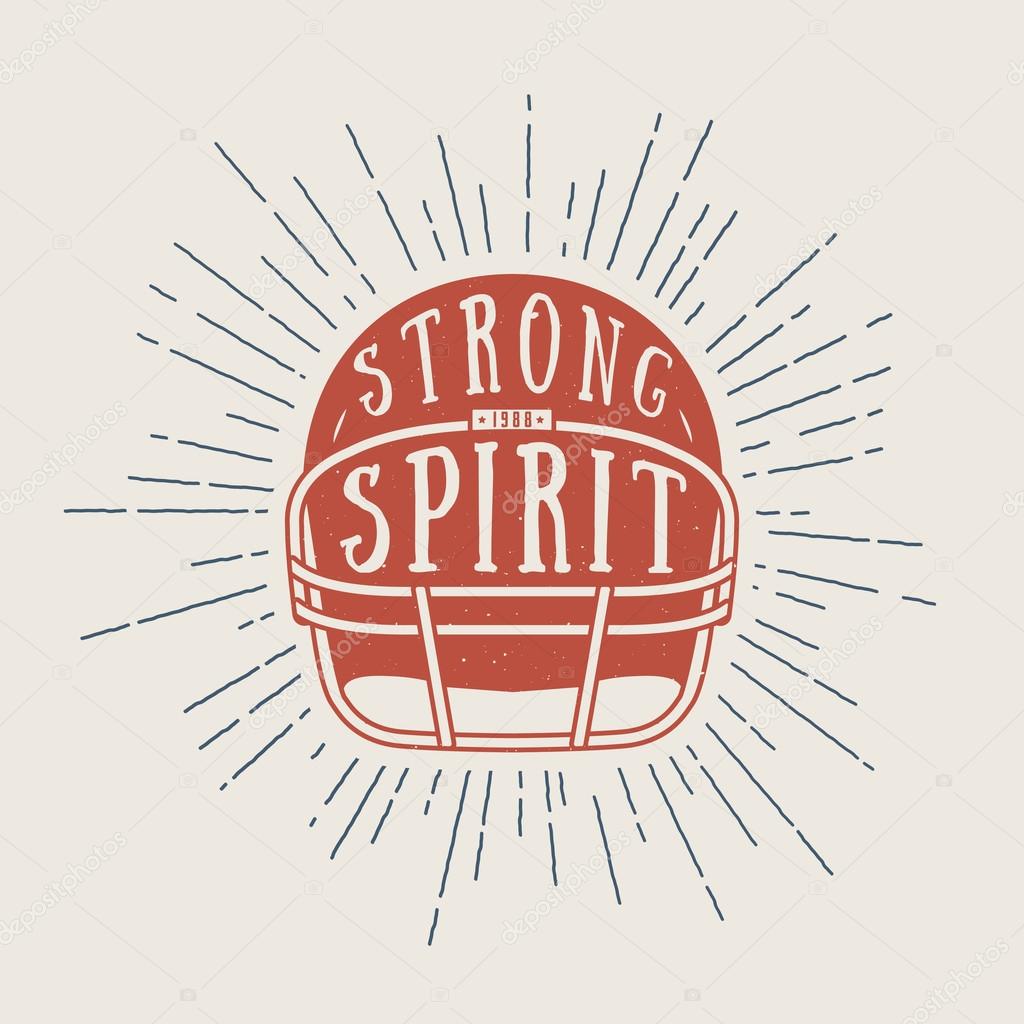 Vintage american football or rugby helm with motivation slogan. Vector illustration