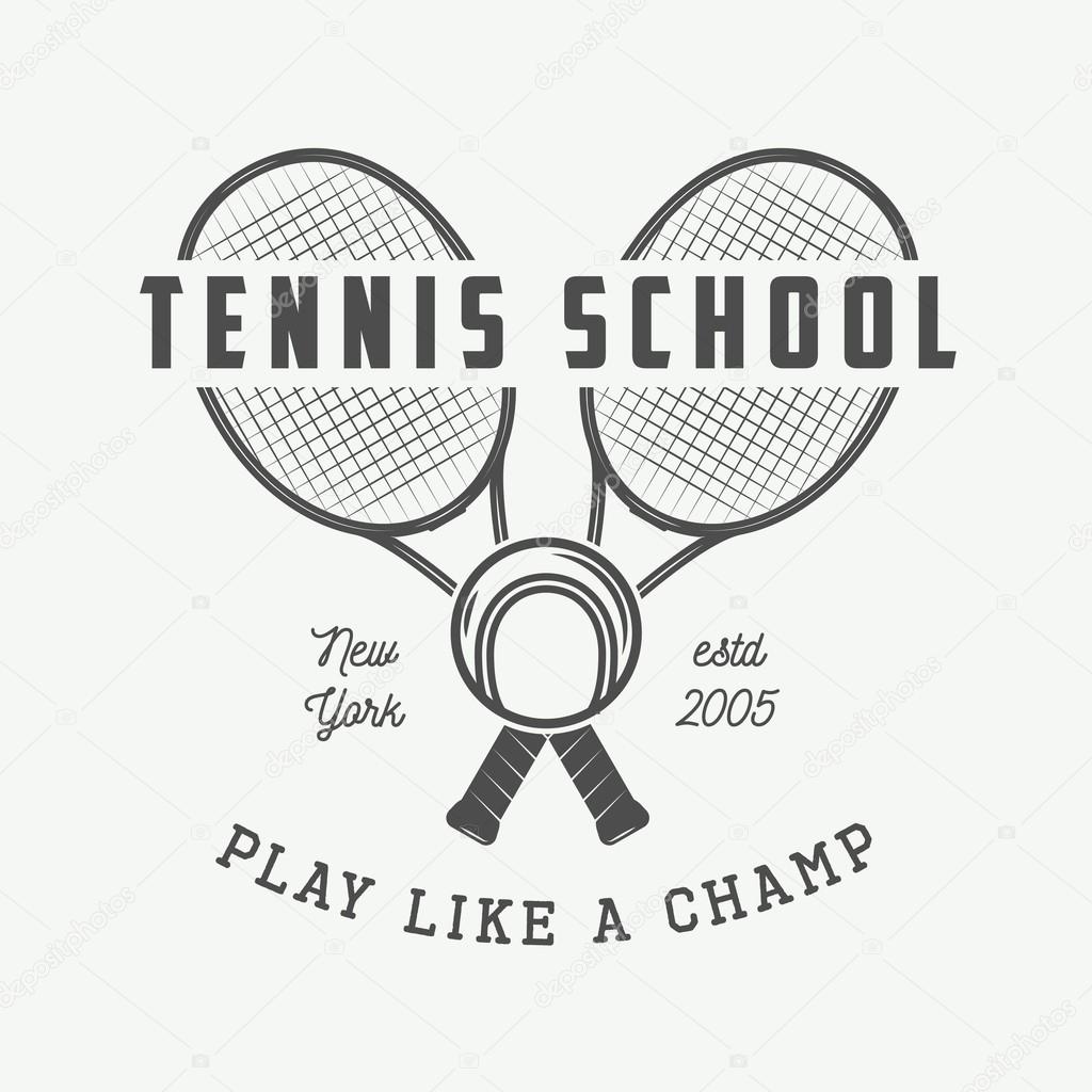 Vintage tennis logo, badge, emblem and much more. Vector Illustration