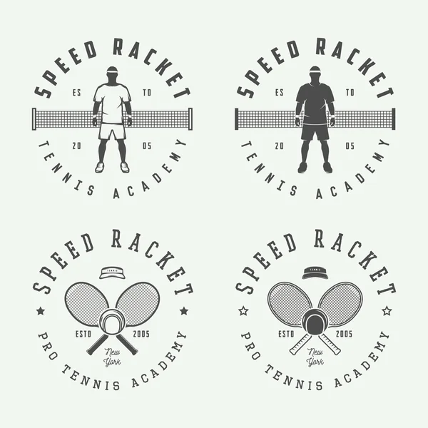 Set dari logo tenis vintage - Stok Vektor