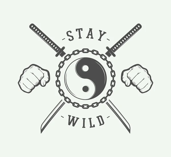 Vintage karate or martial arts logo — Stock Illustration Vintage karate or martial arts logo Royalty Free Stock Illustrations
